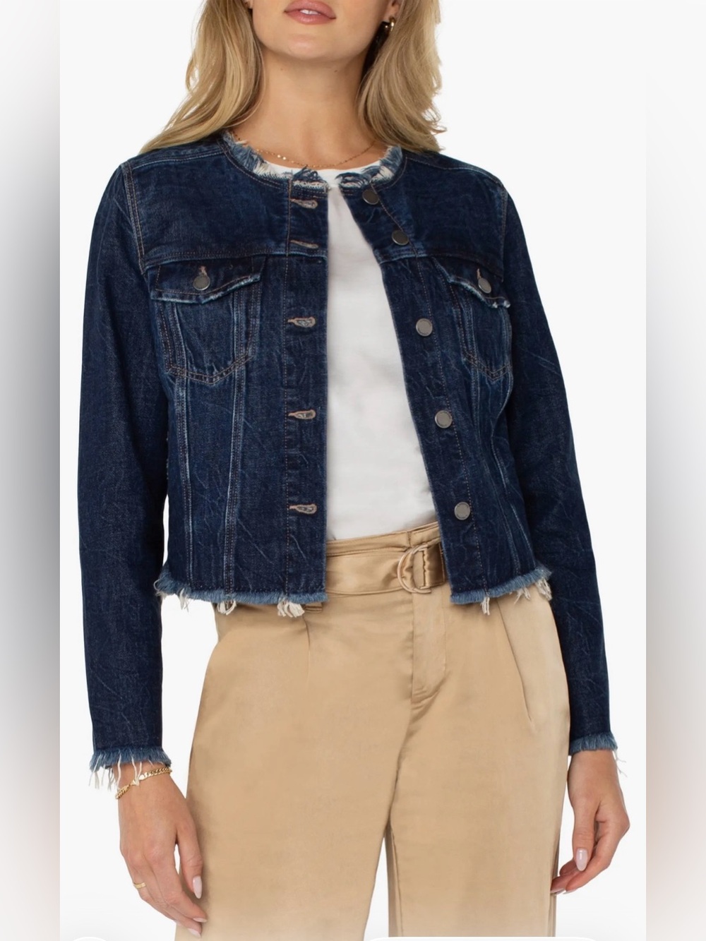 Liverpool of London Los Angeles Distressed Denim Jacket with Braided Detailing